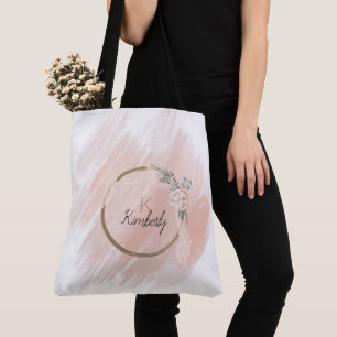 Modern Boho Pink Floral Anfangsname Monogramm Tasc