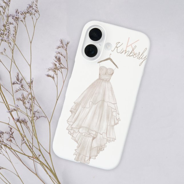 Modern Boho Pink Floral Wedding Monogram Name Case-Mate iPhone Hülle (Von Creator hochgeladen)