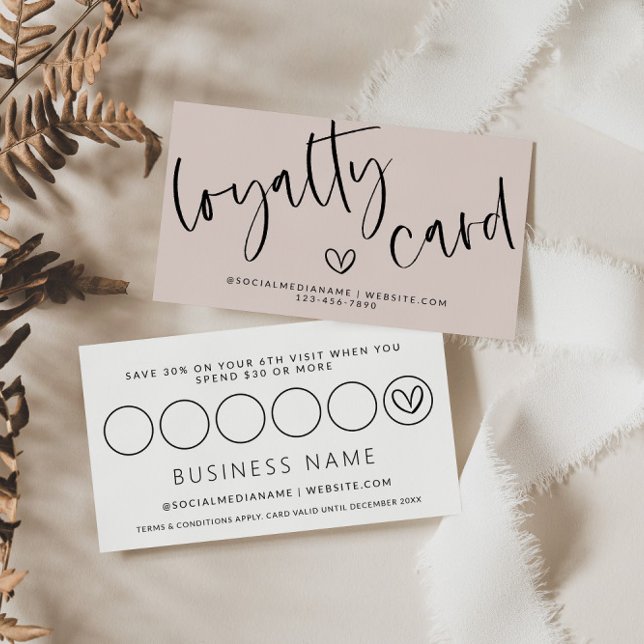 Modern Boho Pink Loyalty Punch Card Terminkarte (Modern Boho Pink Loyalty Card)