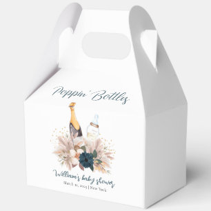 Modern Boho Poppin Champagner Flaschen Babydusche Geschenkschachtel