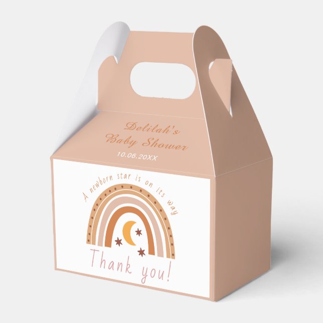 Modern Boho Rainbow Baby Dusche Vielen Dank Geschenkschachtel (Vorderseite)