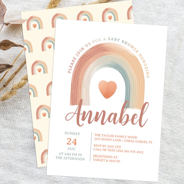 Modern Boho Rainbow Baby Shower Einladung - Wasser (Modern Boho Rainbow Baby Shower)
