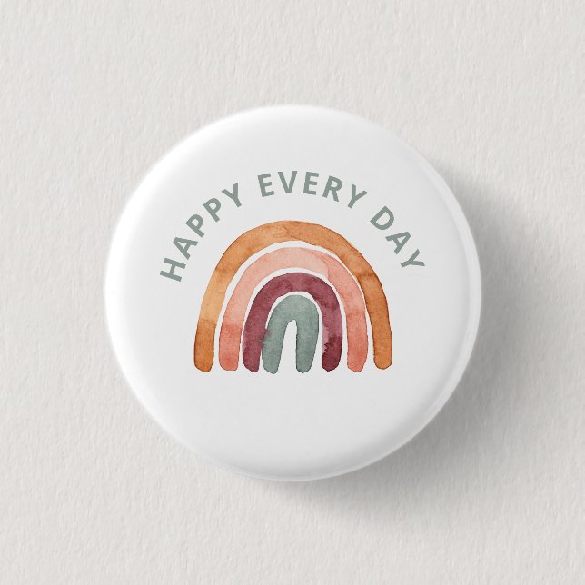 Modern Boho Rainbow - Happy Every Day- Button (Vorderseite)
