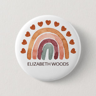 Modern Boho Rainbow & Herbst Name Button