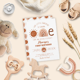 Modern Boho Rainbow Little Sunshine Erster Geburts Einladung