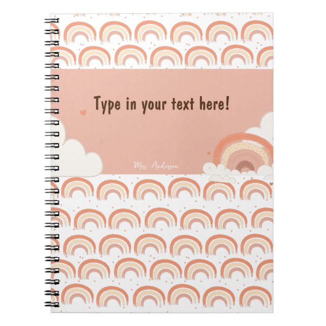 Modern Boho Rainbow Personalisiert Binder, kundens Notizblock (Vorderseite)