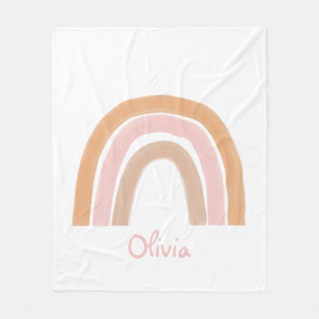Modern Boho Rainbow Personalisiert Name Blanket Fleecedecke (Vorderseite)