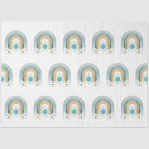 Modern BOHO Rainbow Sun Heart Dusty Blue Mustard Seidenpapier