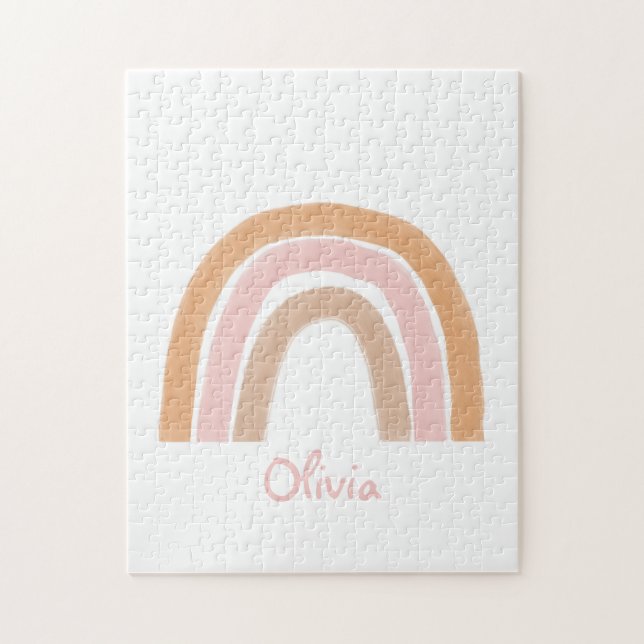 Modern Boho Regenbogen Name Puzzle (Vertikal)