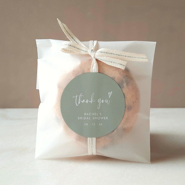 Modern Boho Sage Green Brautparty Vielen Dank Runder Aufkleber (Von Creator hochgeladen)