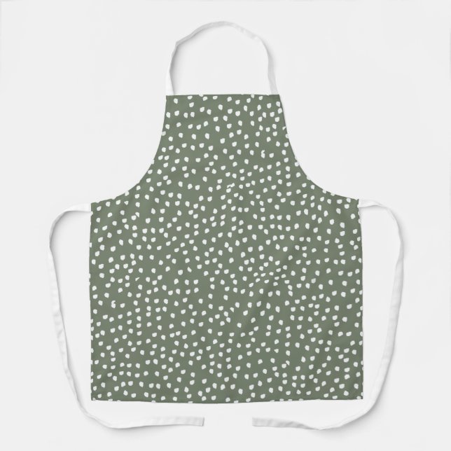 Modern Boho sage green Polka Dot Schürze (Vorderseite)