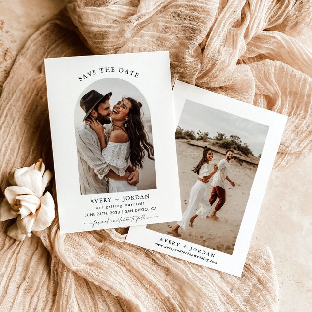 Modern Boho Save the Date | Foto Minimalistisch Ca Einladung (Von Creator hochgeladen)