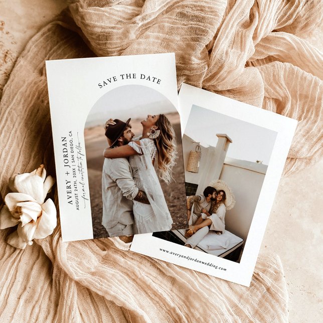 Modern Boho Save the Date | Foto Minimalistisch Ca Einladung (Von Creator hochgeladen)