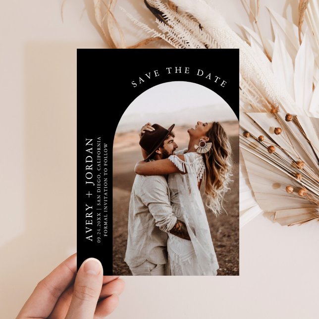 Modern Boho Save the Date | Foto Minimalistische K Einladung (Von Creator hochgeladen)