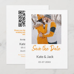 Modern boho Save the Date QR-Namensdatum orange hi