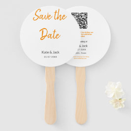 Modern boho Save the Date QR-Namensdatum orange hi Fächer
