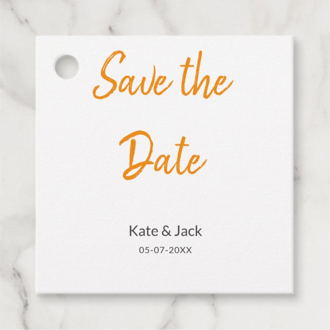 Modern boho Save the Date QR-Namensdatum orange hi Geschenkanhänger (Vorderseite)
