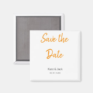 Modern boho Save the Date QR-Namensdatum orange hi Magnet