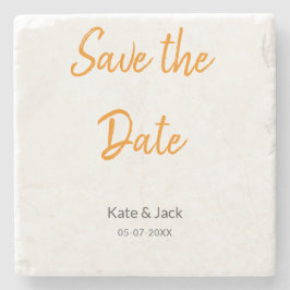 Modern boho Save the Date QR-Namensdatum orange hi Steinuntersetzer