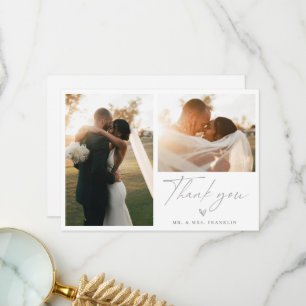 Modern Boho Script Wedding Foto Danke Karte