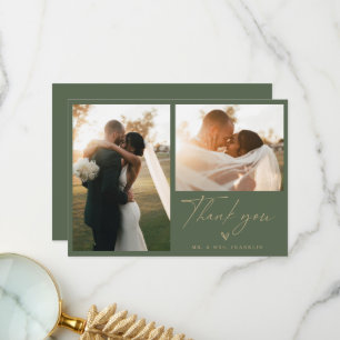 Modern Boho Script Wedding Foto Danke Karte