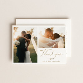 Modern Boho Script Wedding Foto Danke Karte