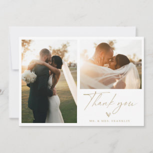 Modern Boho Script Wedding Foto Danke Karte