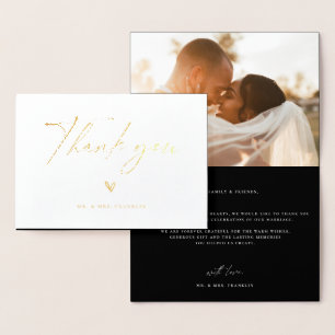 Modern Boho Script Wedding Foto Vielen Dank Folienkarte