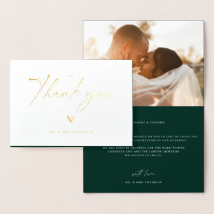 Modern Boho Script Wedding Foto Vielen Dank Folienkarte