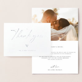 Modern Boho Script Wedding Foto Vielen Dank Folienkarte
