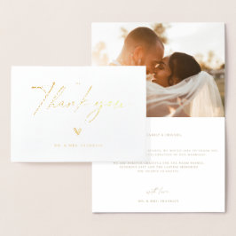 Modern Boho Script Wedding Foto Vielen Dank Folienkarte