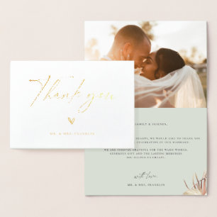 Modern Boho Script Wedding Foto Vielen Dank Folienkarte