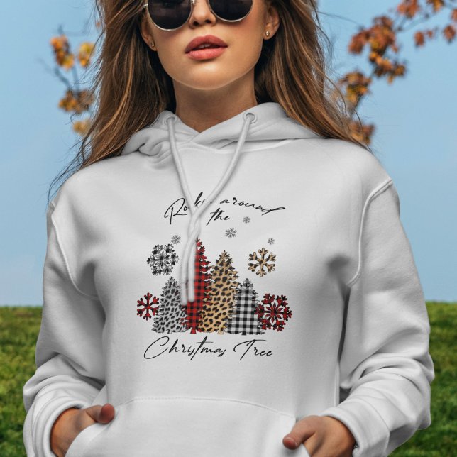 Modern Boho Snowflakes Tartan Niedlicher Weihnacht Hoodie (Von Creator hochgeladen)