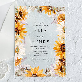 Modern Boho Sonnenblumen Rahmen Hochzeit Acryleinladungen