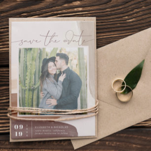 Modern Boho Spiced Terrakotta Quadratisches Foto Save The Date