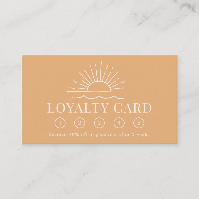 Modern Boho Sun and Beach Wave Loyalty Card Visitenkarte (Vorderseite)