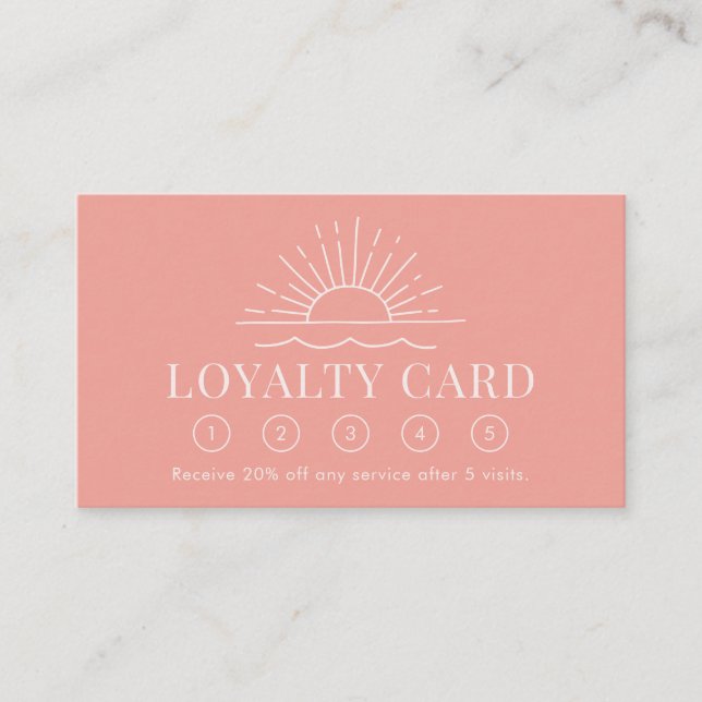Modern Boho Sun and Beach Wave Loyalty Card Visitenkarte (Vorderseite)