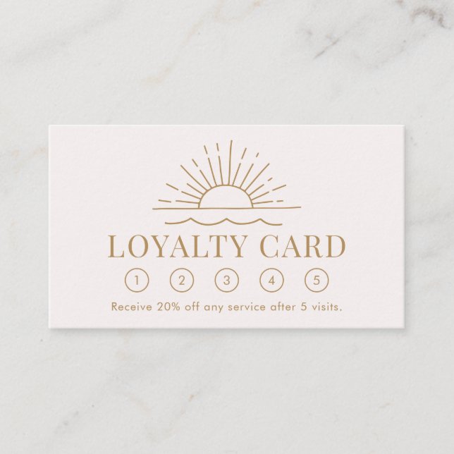 Modern Boho Sun and Beach Wave Loyalty Card Visitenkarte (Vorderseite)