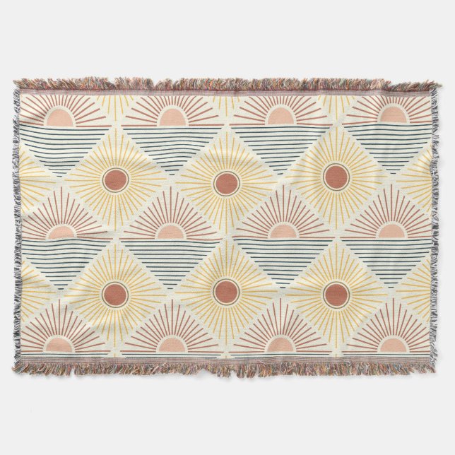 Modern Boho Sun Cotton Fringe Throw Blanket Decke (Vorderseite)