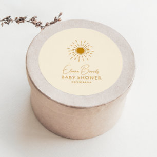 Modern Boho Sunshine   Beige Babydusche Vielen Dan Runder Aufkleber