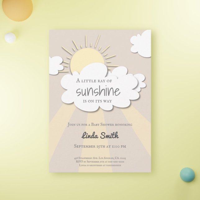 Modern Boho Sunshine Neutral Baby Dusche Einladung (Von Creator hochgeladen)