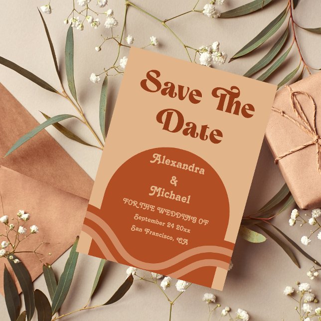 Modern Boho Terracotta Arch Wedding Save The Date (Von Creator hochgeladen)