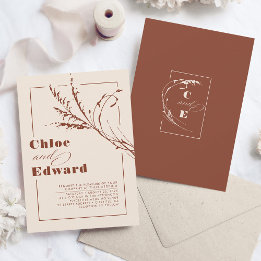 Modern Boho Terracotta Burnt Orange Wedding Einladung