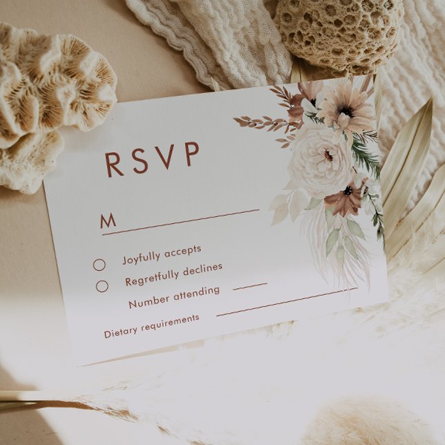 Modern Boho Terracotta Fall & Summer Wedding RSVP Karte (Von Creator hochgeladen)