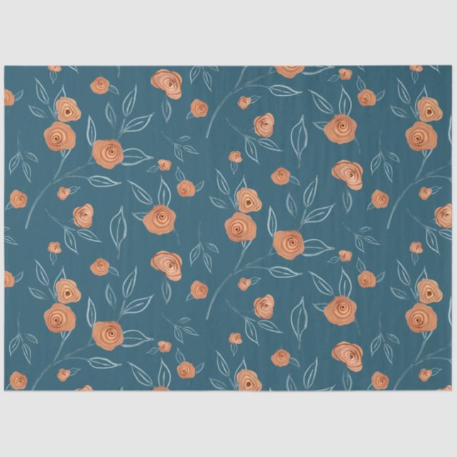 Modern BOHO Terracotta Floral Seidenpapier (Vorderseite)