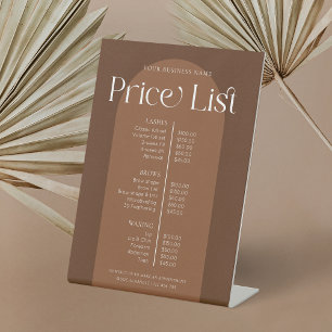 Modern Boho Terracotta Hair Nails Salon Preisliste Sockelschild