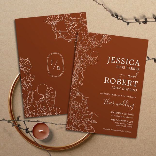 Modern Boho Terracotta Hochzeit Einladung (Von Creator hochgeladen)