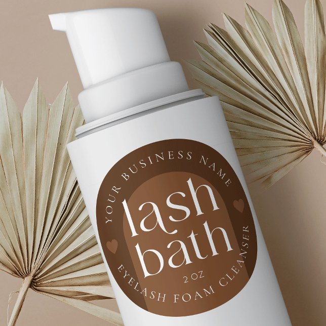 Modern Boho Terracotta Lash Bath Foam Cleanser Runder Aufkleber (Modern boho terracotta lash shampoo round stickers with space for your brand name)
