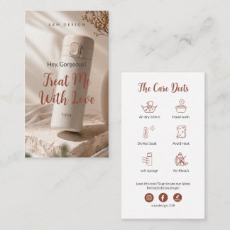 Modern Boho Terracotta Photo Tumbler Care Card Visitenkarte