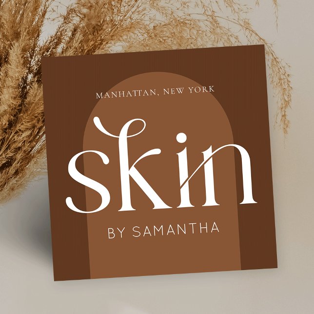 Modern Boho Terracotta Salon Skincare Aesthetician Quadratische Visitenkarte (Von Creator hochgeladen)